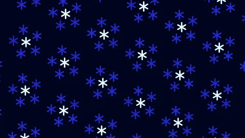 Seamless falling snowflake pattern on dark blue background, winter animation Stock Footage 333782862