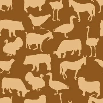 Seamless farm animals pattern Stock Illustration