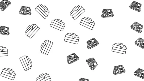 Seamless Fast Food Pattern Animation with Burgers Fries and Soda Background Stock Footage 346186078