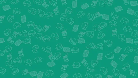 Seamless fast food pattern background loop animation for culinary promotion.. 動画素材 335014639