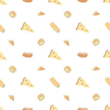 Seamless fast food pattern. fast food background. Doodle fastfood icons Stock Illustration