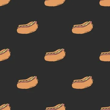 Seamless fast food pattern. fast food background. Doodle fastfood icons Stock Illustration