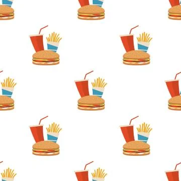 Seamless fast food pattern Stock Illustration