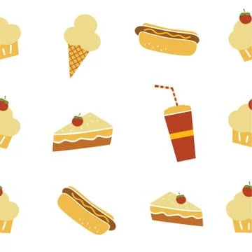 Seamless fastfood restaurant theme pattern Ilustração Stock