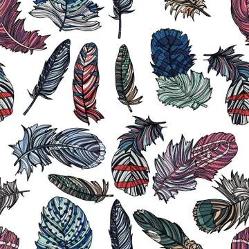 Seamless feather pattern. Stockillustratie