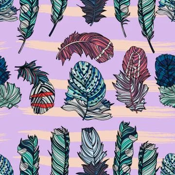 Seamless feather pattern. Stock Illustration