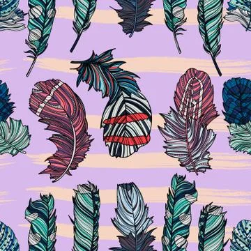 Seamless feather pattern. Stock Illustration