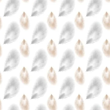 Seamless feather pattern. Seamless background with feathers of bird. Illustrazione stock
