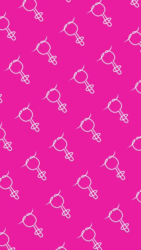 Seamless female gender symbol pattern in white line art on pink background anima Stock Footage 327309836