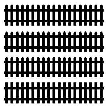 Seamless fence silhouettes patterns isolated on transparent background Stock Illustration