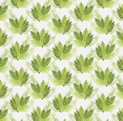Seamless fern vector pattern on a light background Stock Illustration