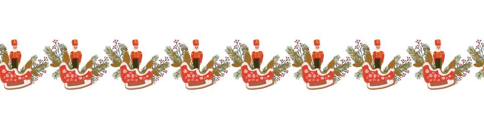 Seamless festive border pattern with gingerbread cookies イラスト素材