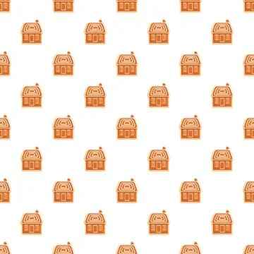 Seamless festive gingerbread house pattern for holiday design 스톡 일러스트