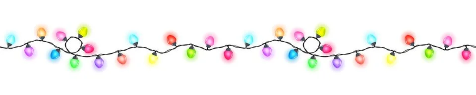 Seamless festive multi-colored glowing garland 스톡 일러스트