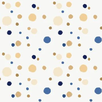 Seamless festive pattern with gold, blue and beige circles Stock Illustration
