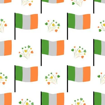 Seamless festive pattern with Irish flags Stock Illustration