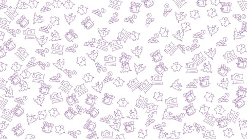 Seamless financial icons pattern background with money wallets and piggy bank Stock-Footage 333488832