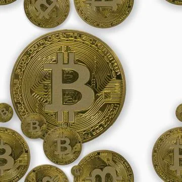 .Seamless financial pattern. Bitcoins  on white background 스톡 사진