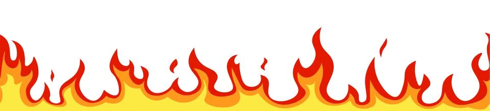 Seamless fire flame. Cartoon orange bonfire effect. Vector template Stock Illustration