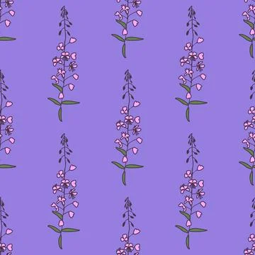 Seamless fireweed pattern Stock Illustration