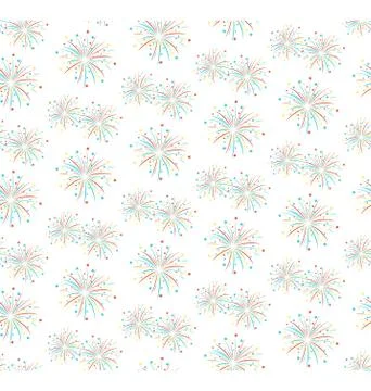 Seamless firework salute pattern isolated on white Illustrazione stock