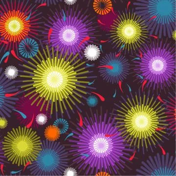 Seamless fireworks colorful pattern Illustrazione stock