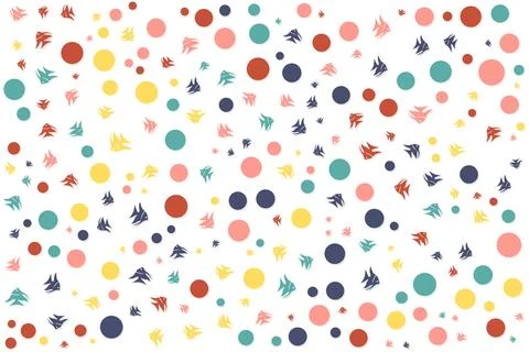 Seamless fish and dot abstract polka repeat textile pattern on white backgrou Stock Illustration