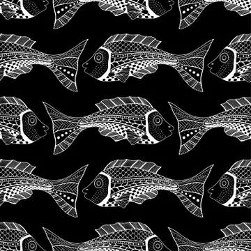 Seamless of fish background Illustrazione stock