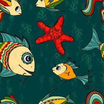 Seamless fish Illustrazione stock