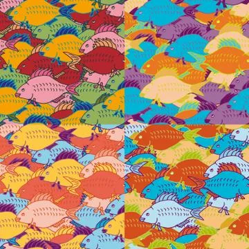 Seamless fish pattern of hand-drawn Stock Illustration
