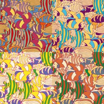 Seamless fish pattern of hand-drawn Stock Illustration