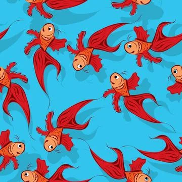 Seamless fish pattern Happy red fish pattern, seamless background Copyrigh... Stock Photos