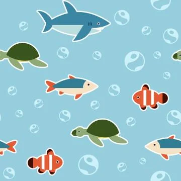 Seamless fish pattern Illustrazione stock