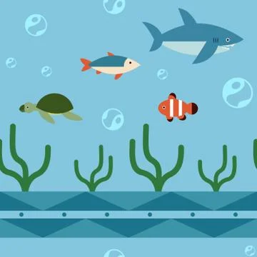 Seamless fish pattern Stock Illustration