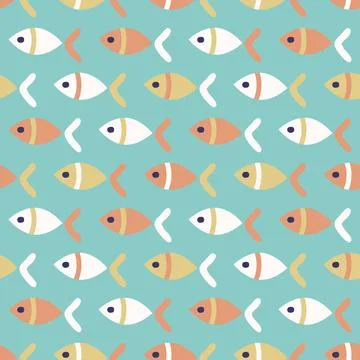 Seamless fishes pattern Stock Illustration