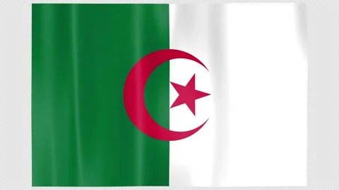 Seamless Flag Motion Algeria - 4K UHD Alpha Asset Stock Footage 336527256