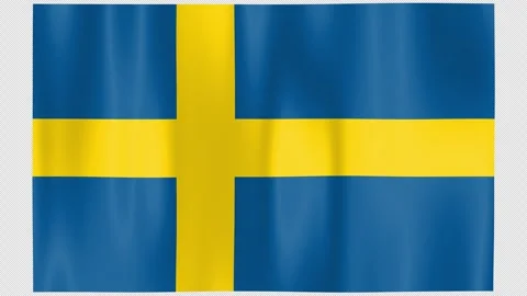 Seamless Flag Motion Sweden - 4K UHD Alpha Asset Video stock 336512243