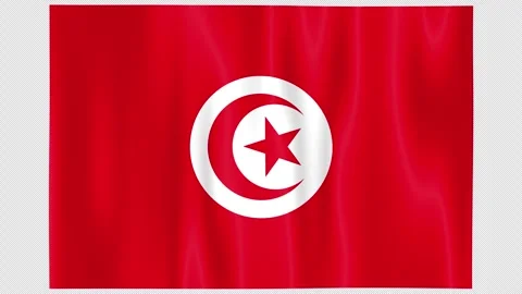 Seamless Flag Motion Tunisia - 4K UHD Alpha Asset Video stock 336527836