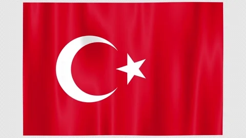 Seamless Flag Motion Turkey - 4K UHD Alpha Asset Stock Footage 336512303