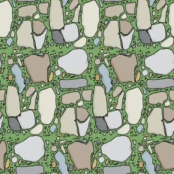 Seamless Flagstone in Grass Stock Illustration