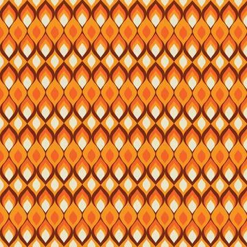 Seamless Flame Pattern in Orange and Brown Vector Stock Illustration