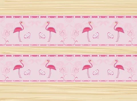 Seamless flamingo bird pattern Stock Illustration