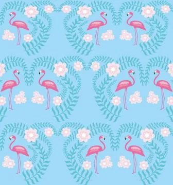 Seamless flamingo bird pattern Stock Illustration
