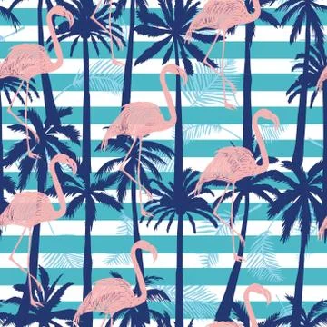 Seamless flamingo pattern vector illustration Stock Illustration