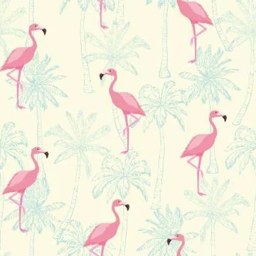 Seamless flamingo pattern vector illustration 스톡 일러스트