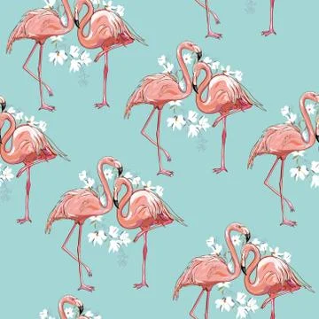 Seamless flamingo pattern vector illustration 스톡 일러스트