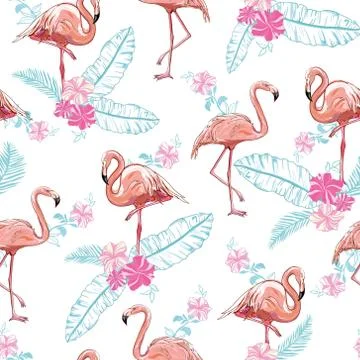 Seamless flamingo pattern vector illustration Stock Illustration