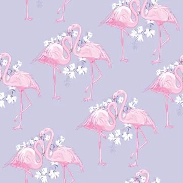 Seamless flamingo pattern vector illustration Stock Illustration
