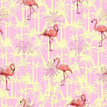 Seamless flamingo pattern vector illustration Stock Illustration