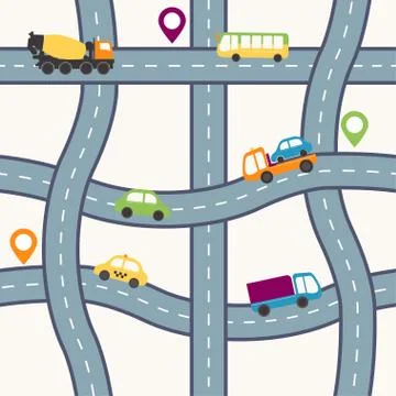 Seamless flat cartoon road pattern Illustrazione stock